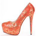 femmes orange fantaisie luxe chaussures à talons hauts